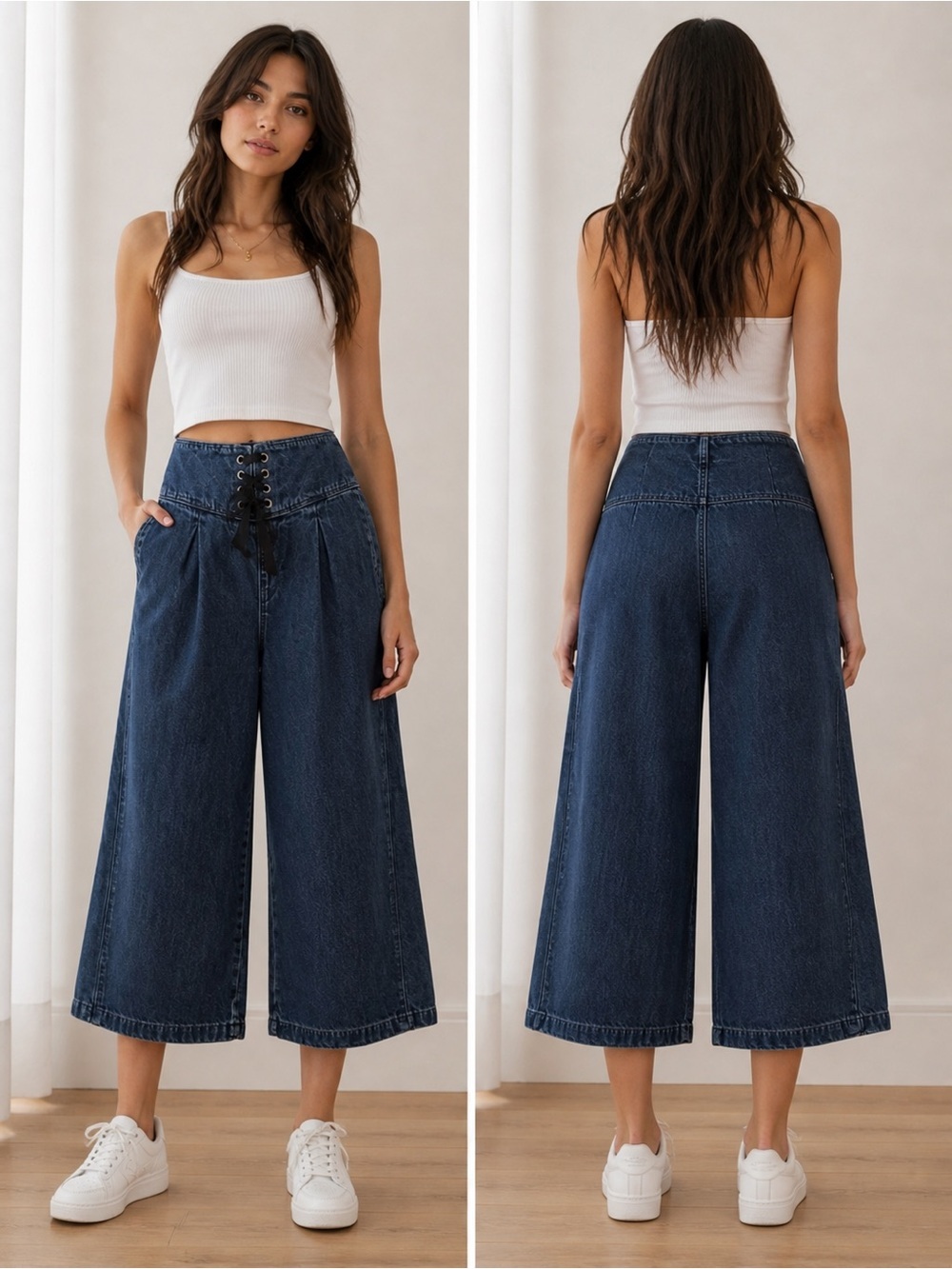 Vero Moda Bambi High Waisted Loose Wide Leg Ankle/Crop 7/8